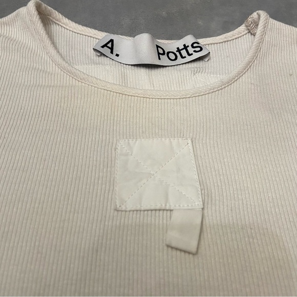 A. Potts tab tee short sleeve rib cream 10905 - Picture 7 of 15